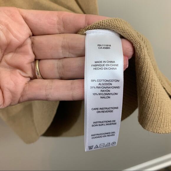 Michael Michael Kors Tan Knit Sweater Dress Gold Zipper Detail Long Sleeve - Picture 4 of 6